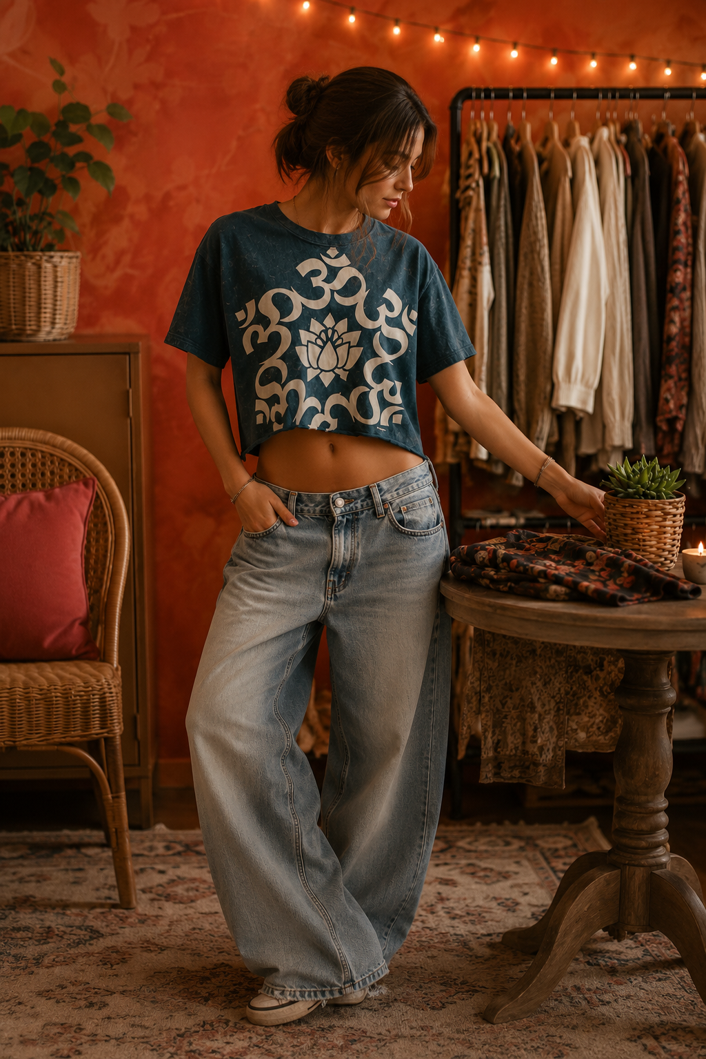 Lotus Vintage Crop Tee