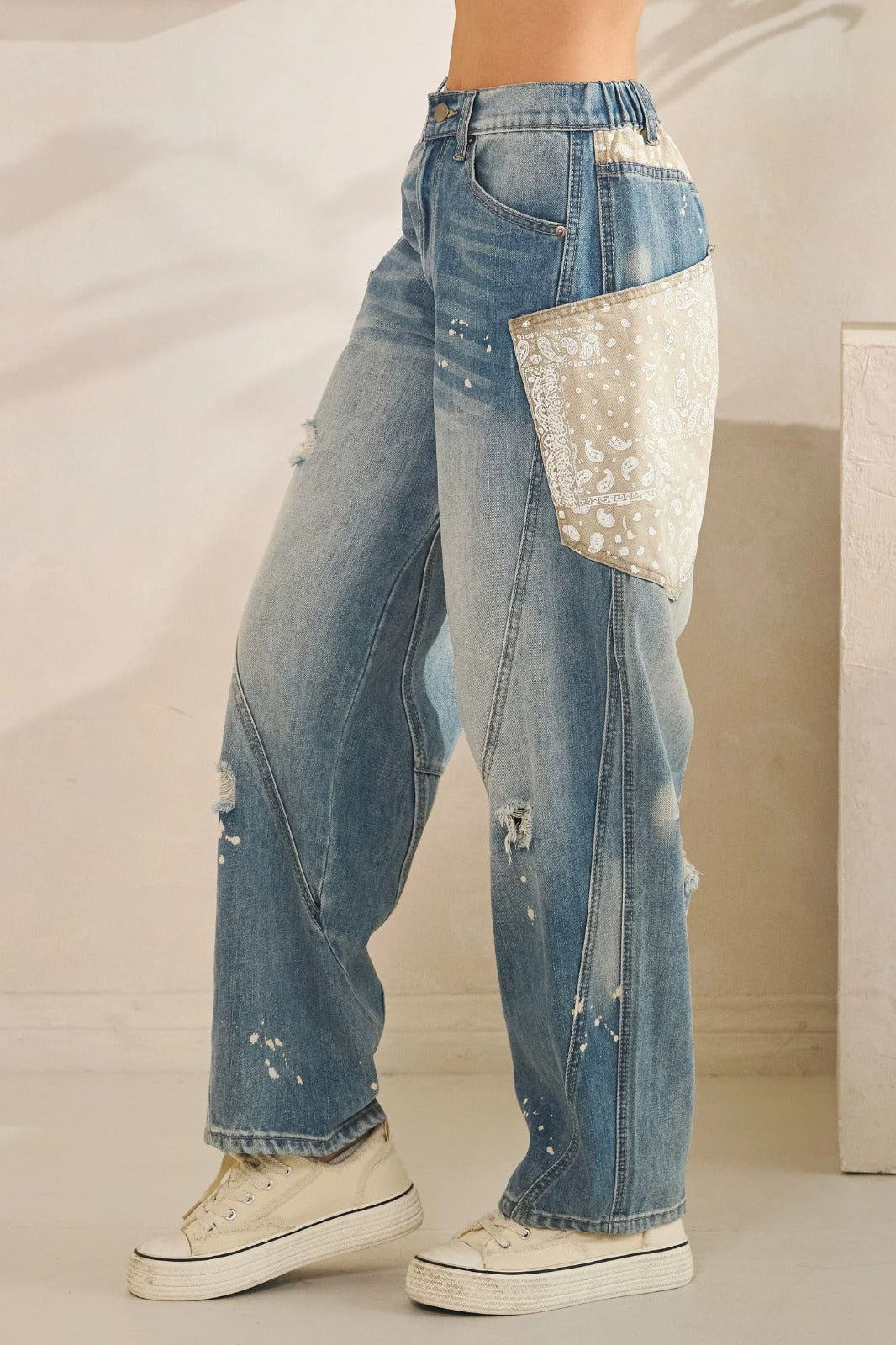 WASHED BIG PANTS EXTENDED POCKET PANTS