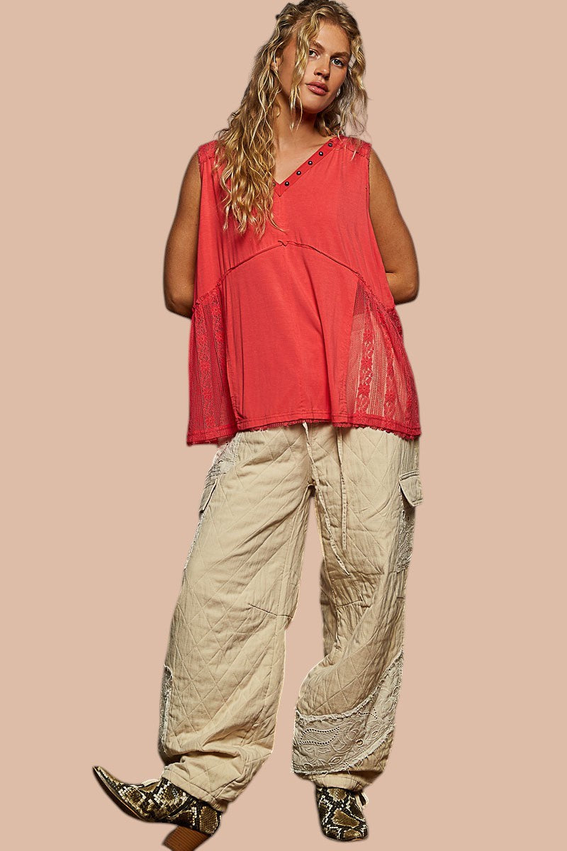 SUNSET DRIFT LACE TRIM TANK TOP