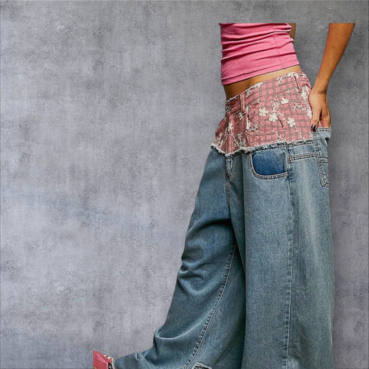 VINTAGE PATCHWORK WIDE LEG JEANS