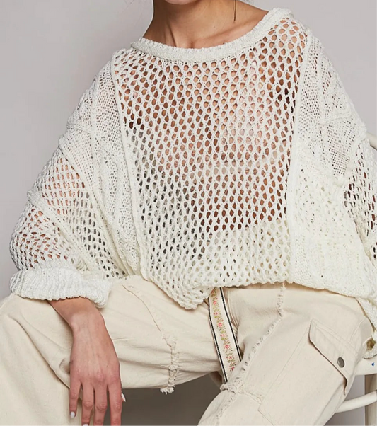 OPENWORK LONG SLEEVE KNIT COVER UP