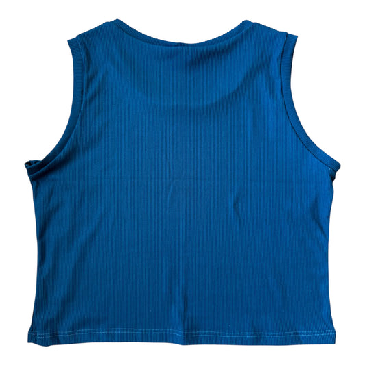 Ribbed Cotton Sleeveless Top in Petrol Blue