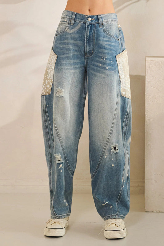WASHED BIG PANTS EXTENDED POCKET PANTS