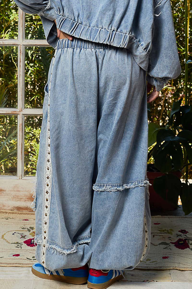OVERSIZED BOHEMIAN PATCHWORK DENIM PANTS