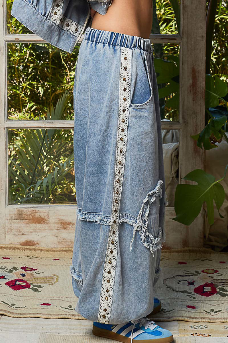 OVERSIZED BOHEMIAN PATCHWORK DENIM PANTS