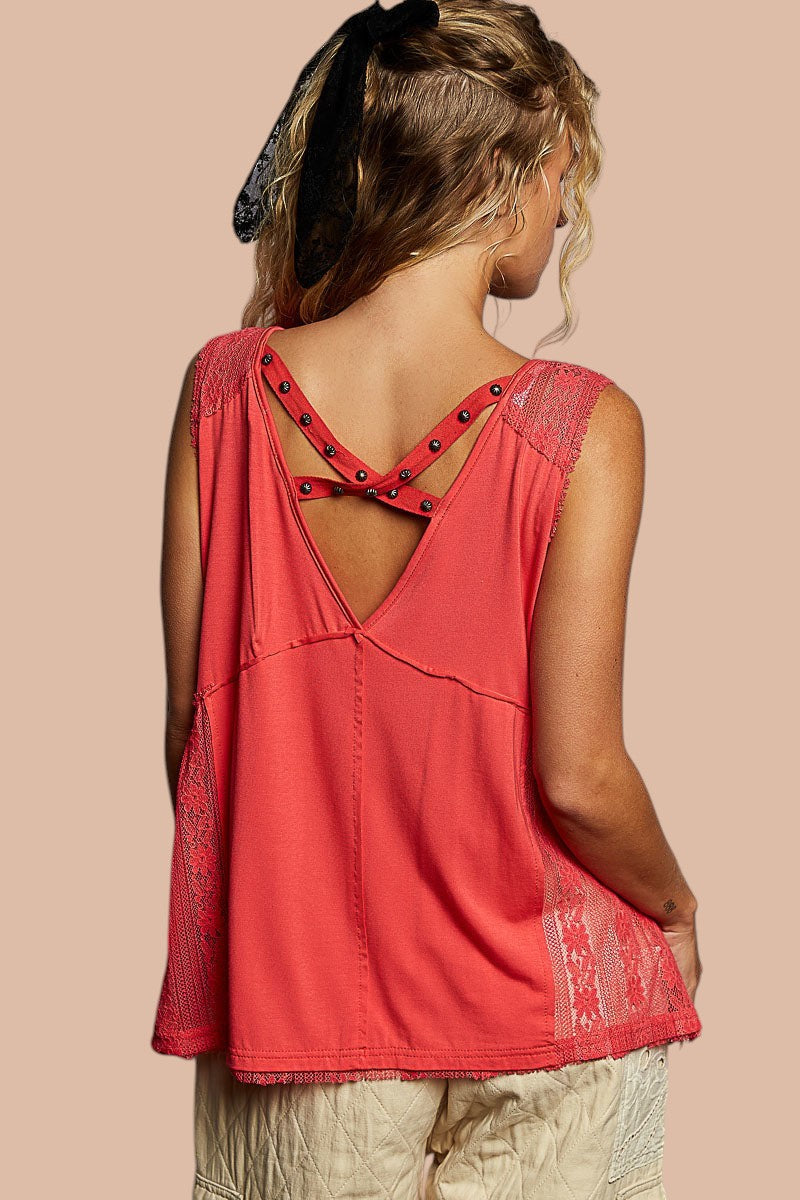 SUNSET DRIFT LACE TRIM TANK TOP