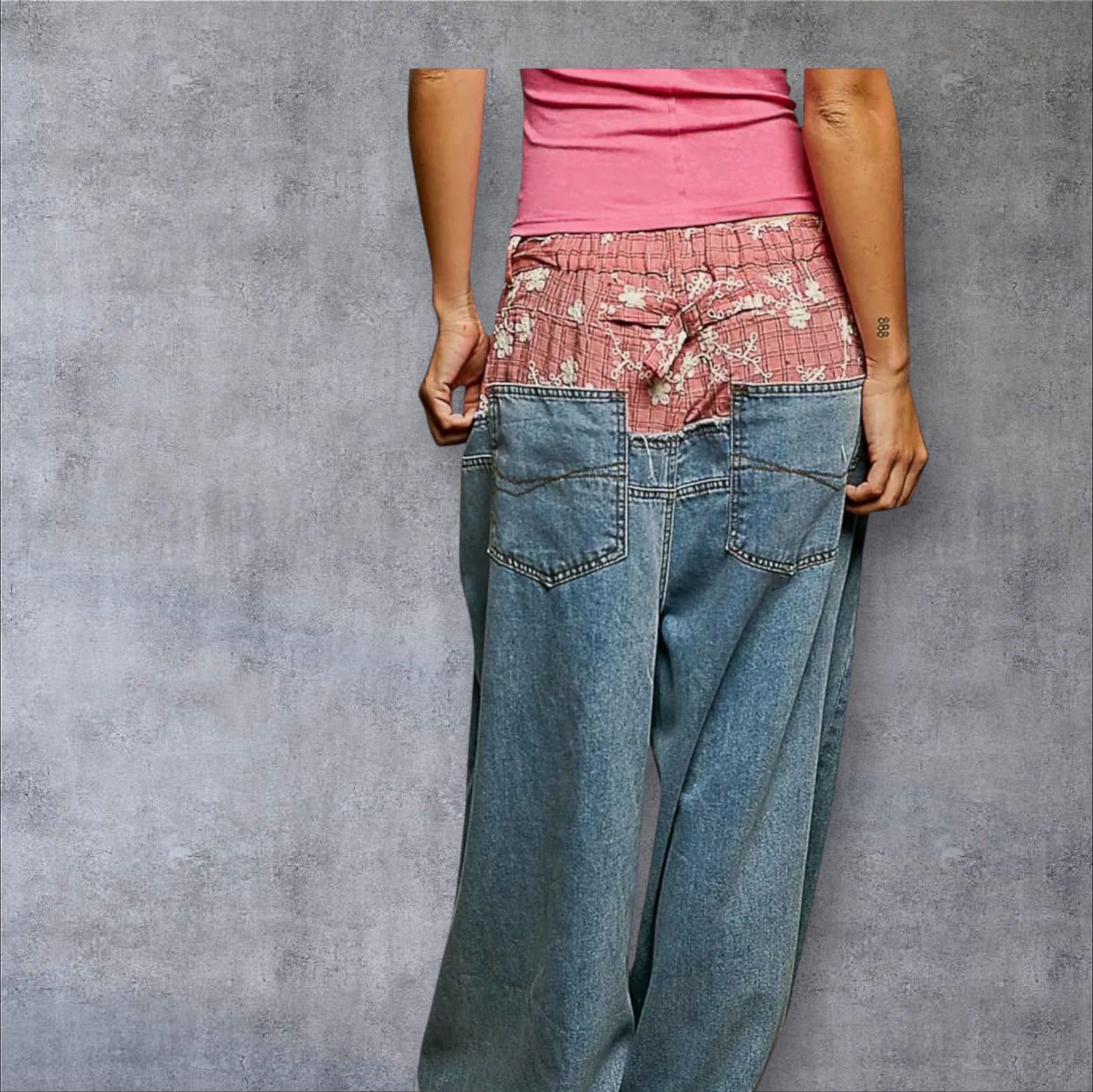 VINTAGE PATCHWORK  WIDE LEG JEANS